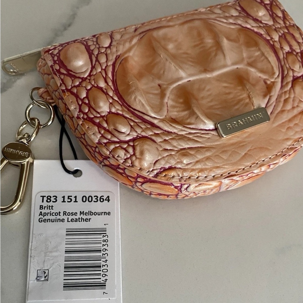 Brahmin Daisy APRICOT ROSE Wristlet Clutch & Clip On Britt Card Coin Wallet-2 PC - Picture 14 of 16